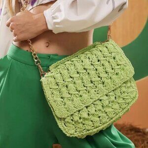 CROCHET RAFFIA BAG in Spring Green